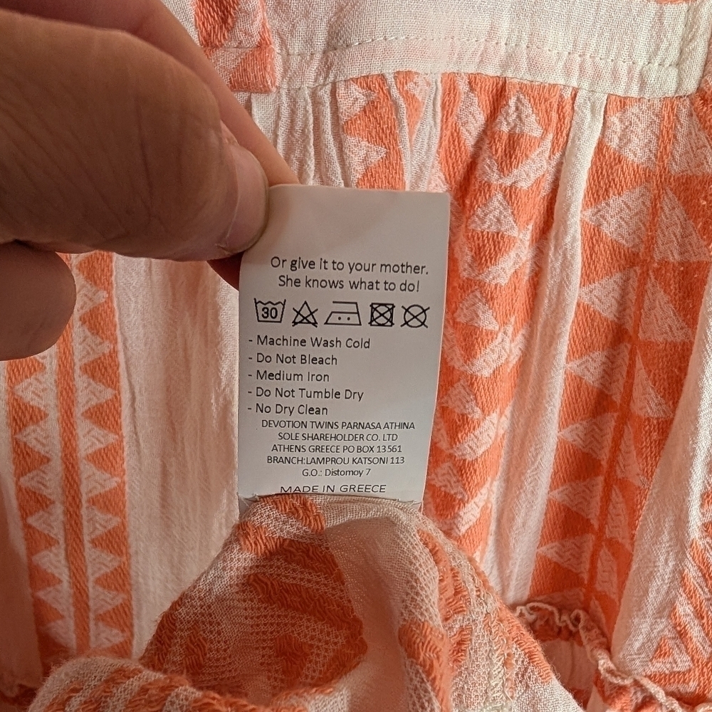 Devotion Twins Dress Womens S Orange Peach Ella Embroidered Tunic Tiered - Picture 6 of 10
